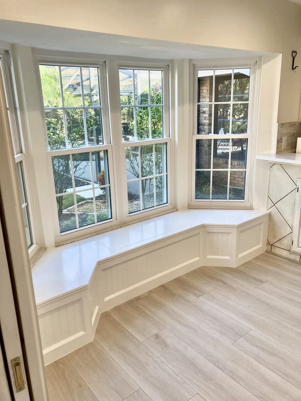 Bay window with a built-in bench seat